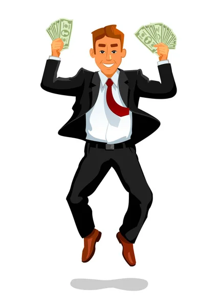 Man lucky growing rich or making money fortune — Stock Vector