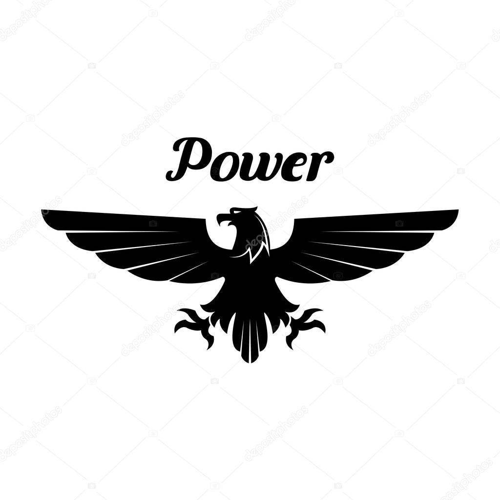 Heraldic black eagle or vulture vector icon