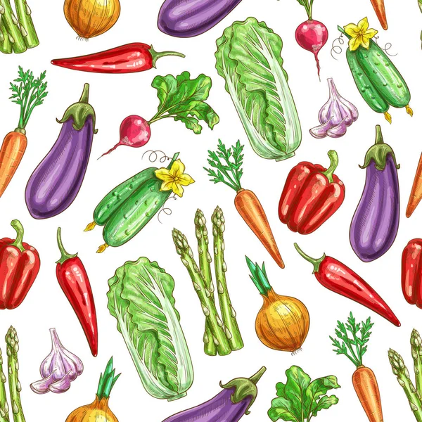 Vegetales boceto vector patrón sin costura — Vector de stock