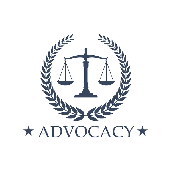 Advocacy Scales of Justice vector icon or emblem — Stock Vector
