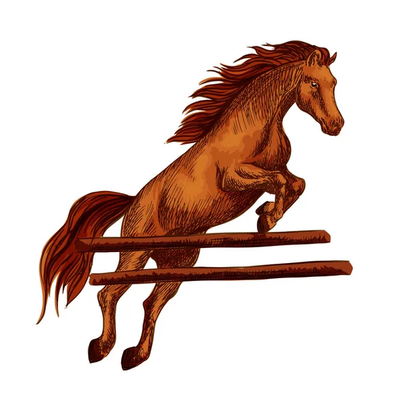 Símbolo de salto de caballo para equino caballo deportivo — Vector de stock