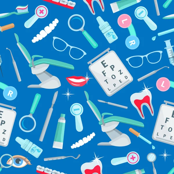 Dentisterie modèle sans couture des articles de soins dentaires — Image vectorielle