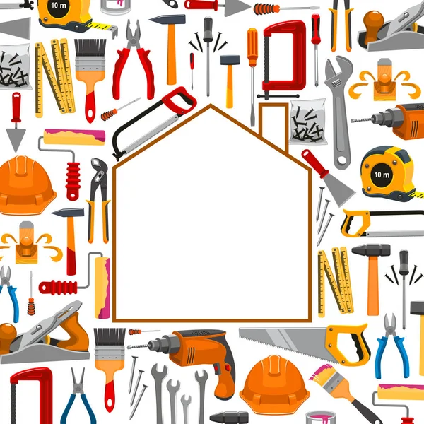Cartel de herramientas de construcción y reparación — Archivo Imágenes Vectoriales