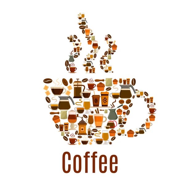 Αφίσα σύμβολο αχνιστό φλιτζάνι καφέ — Διανυσματικό Αρχείο