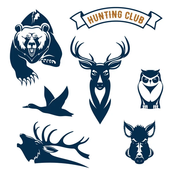 Caccia sport club vector animali icone — Vettoriale Stock