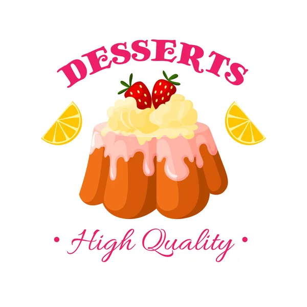 Bakery shop, pastry patisserie dessert vector icon — Stock Vector