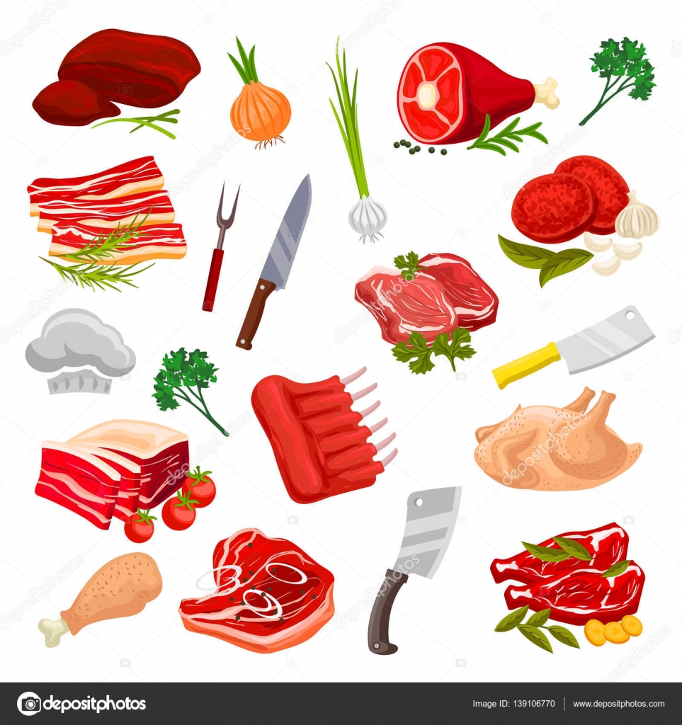 Butchery meat, butcher shop products vector icons Stock Vector Image by