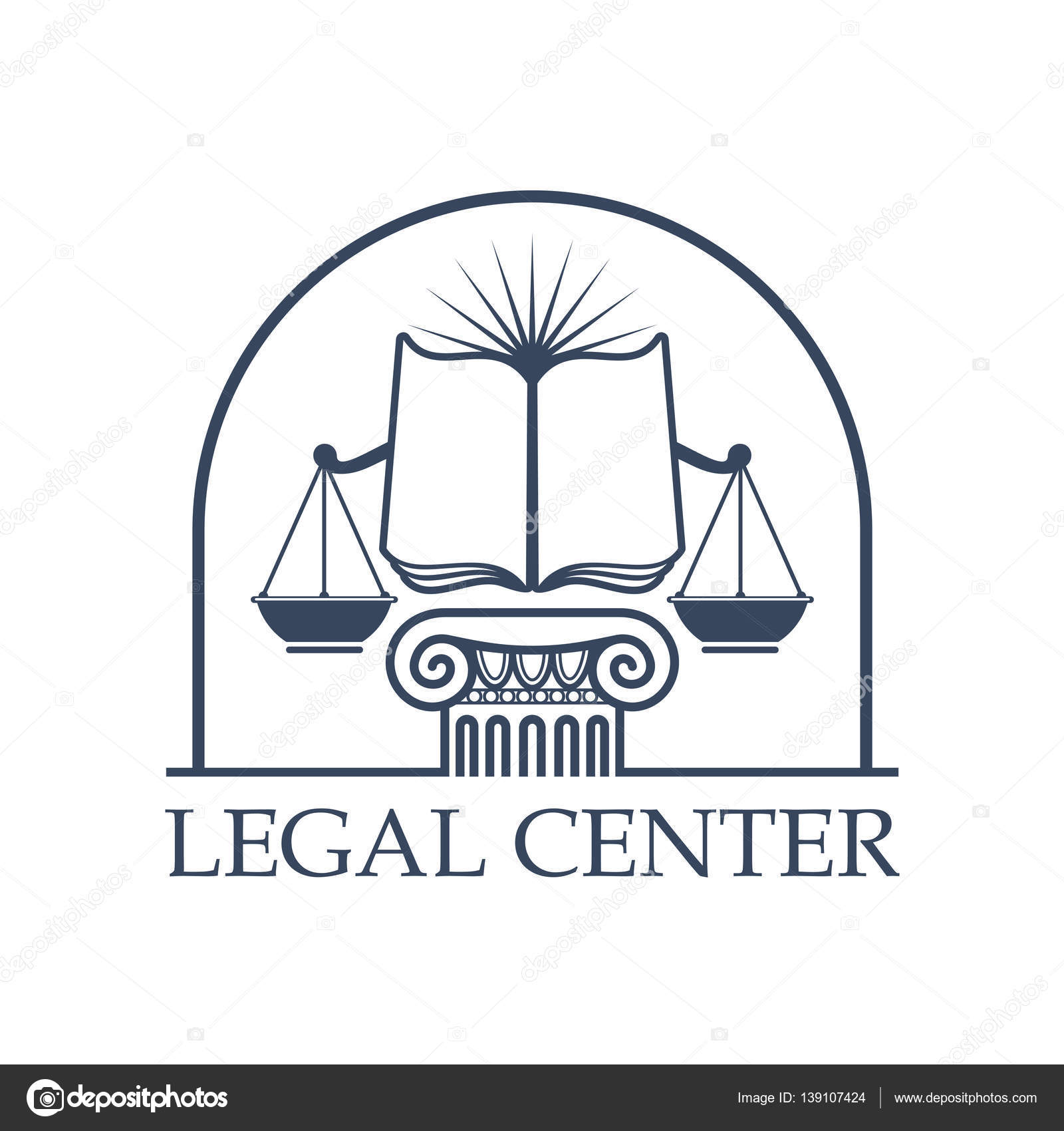 法律中心司法，法律的天平打开书本图标图库矢量图©VectorTradition 139107424