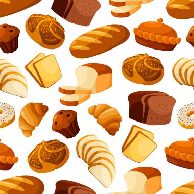 Fırın ekmek ve pasta sorunsuz vektör desen