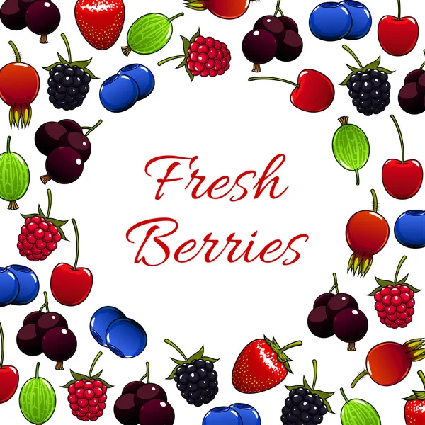 Verse bos berry en tuin bessen poster — Stockvector