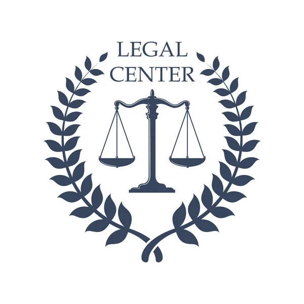 Rechtszentrum Emblem mit Waage der Gerechtigkeit Symbol — Stockvektor