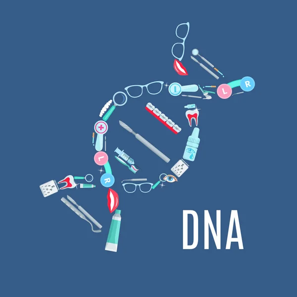 ДНК-символ векторной офтальмологии, стоматологии — стоковый вектор
