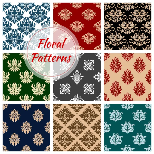 Conjunto de patrones vectoriales ornamentados florales — Vector de stock