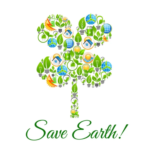 Simpan konsep perlindungan lingkungan Bumi - Stok Vektor
