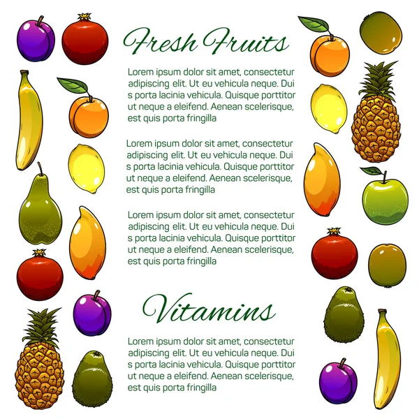 Fruit vector banner van vers fruit — Stockvector