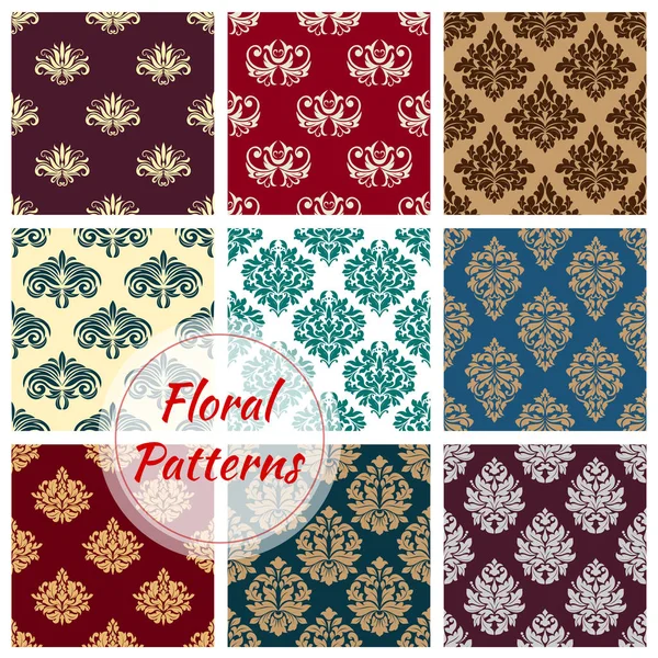 Patrones de ornamento floral de la tracería florida — Vector de stock