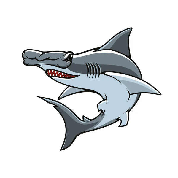 Icona della mascotte vettore isolato dello squalo martello — Vettoriale Stock