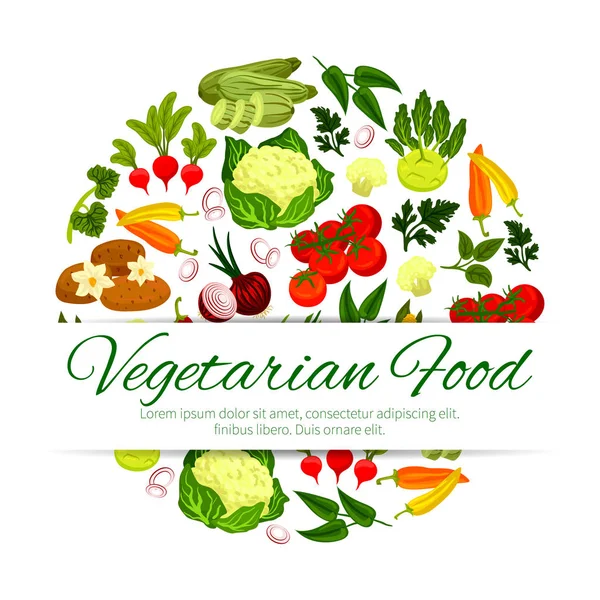 Banner de alimentos vegetales veganos o vegetarianos — Vector de stock