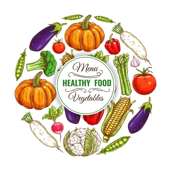 Sağlıklı organik sebze gıda afiş — Stok Vektör