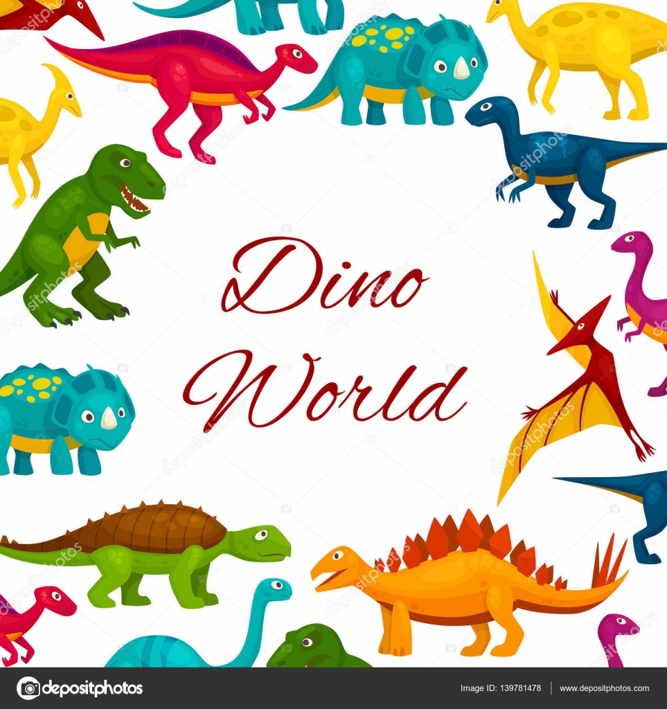 Fundo colorido de desenho animado de dinossauro com antigos personagens de  animais voadores e blindados ilustração vetorial plana