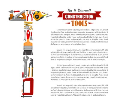 Onarım araçları ve inşaat öğeleri posteri