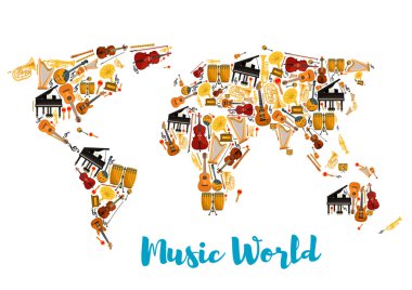 Dünya Haritası oluşturan müzik aletleri