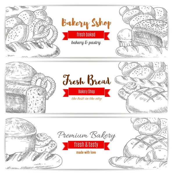 Anadama brood en stokbrood schets banner — Stockvector