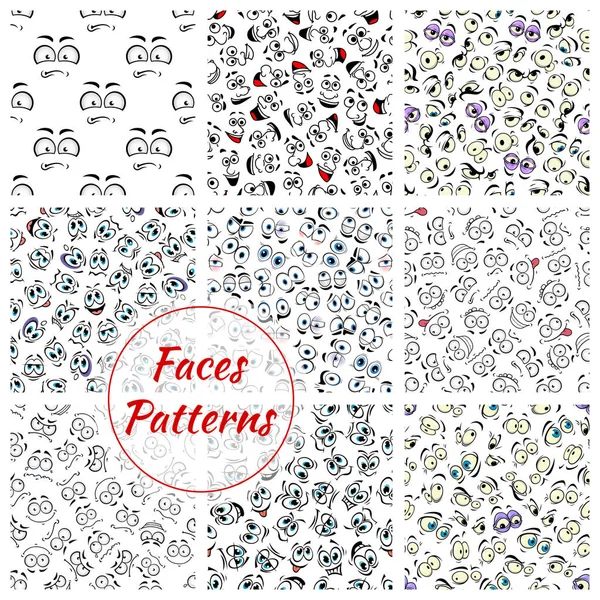 Cartoon faces seamless pattern background
