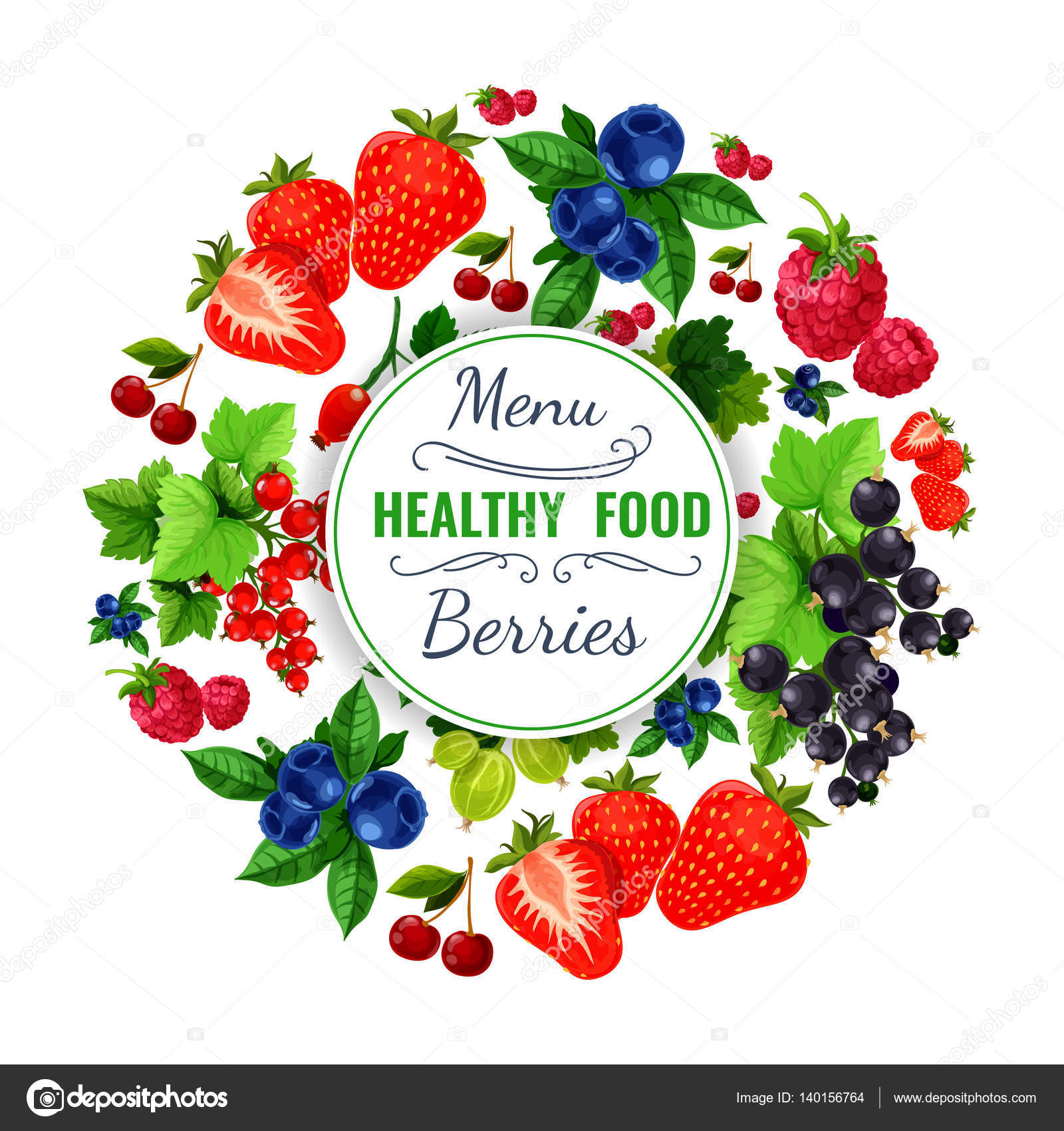 Vectores: frutos del bosque | Bayas frescas vector poster o el menú de