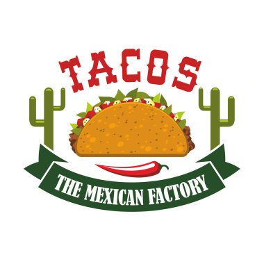 Tacos Meksika fast food Restoran vektör simgesi