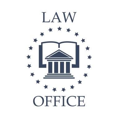 Hukuk office vektör simgesi kitap, atrium ve yıldız