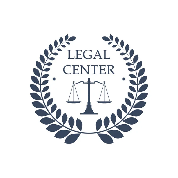 Centro legale icona vettoriale legge giustizia scale simbolo — Vettoriale Stock