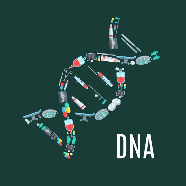 DNA simbol, bedah medis poster obat - Stok Vektor