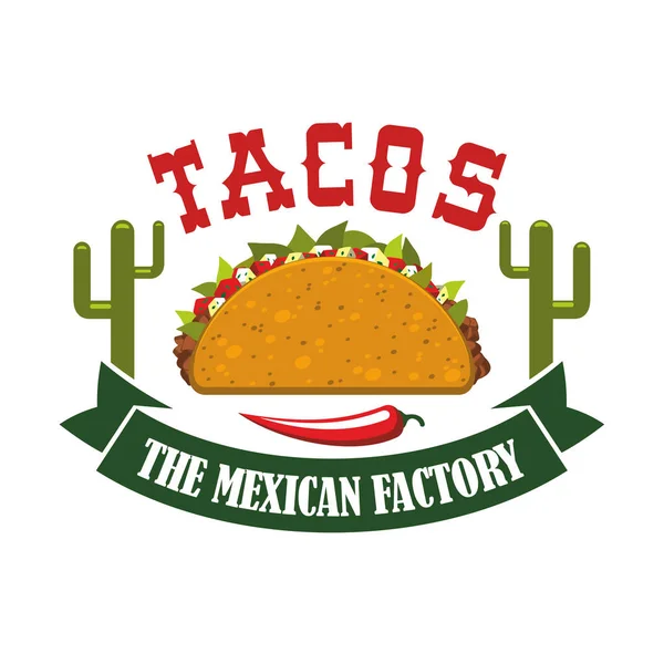 Tacos mexican fast food restaurant vector icon — Stock Vector