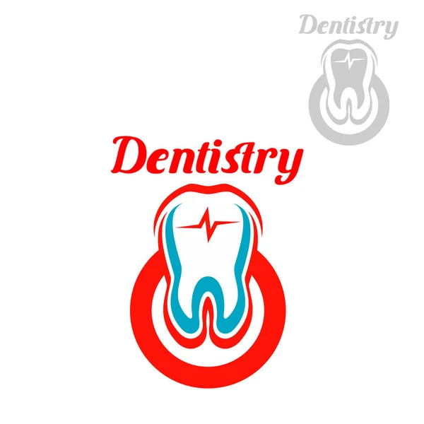 Odontología icono vectorial o emblema del símbolo del diente — Vector de stock