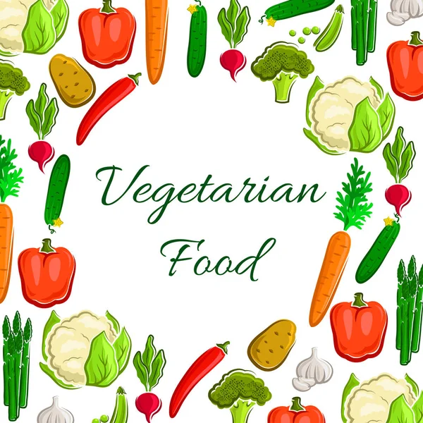 Plakat warzyw, warzywa wegetariańska wektor — Wektor stockowy