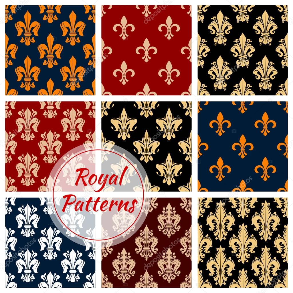 Royal flower patterns set, vector floral ornament