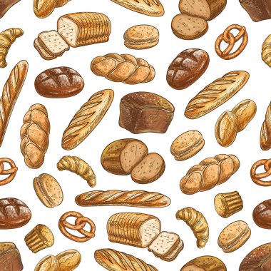 Renk eskiz ekmek sıralar seamless modeli