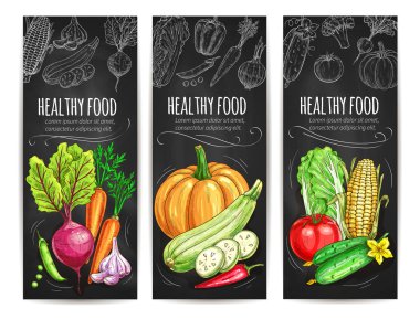 Sebze sağlıklı gıda kroki afiş