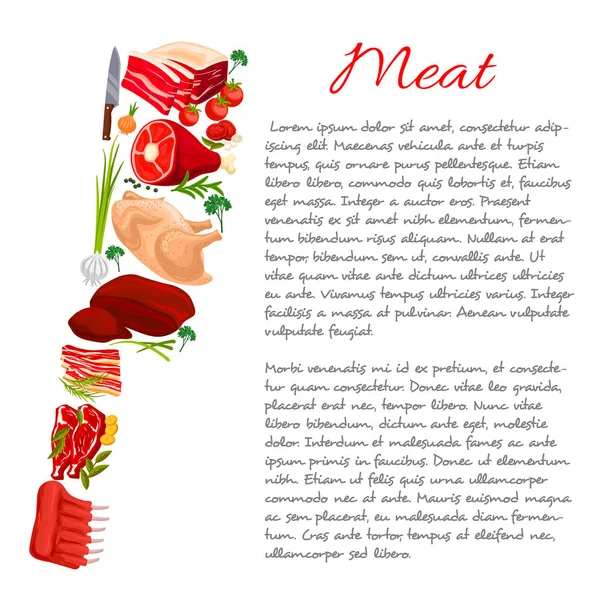 Informazioni sulla carne o dati nutrizionali poster vettoriale — Vettoriale Stock