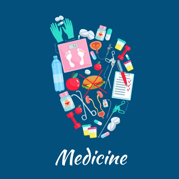 Poster coeur de produits de médecine vectorielle — Image vectorielle