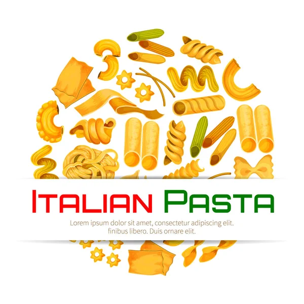 Pasta italiana vector cartel o menú — Vector de stock