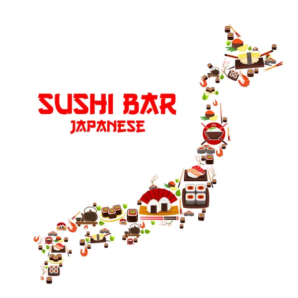 Owoce morza sushi bar sashimi w Japonia Mapa wektor — Wektor stockowy