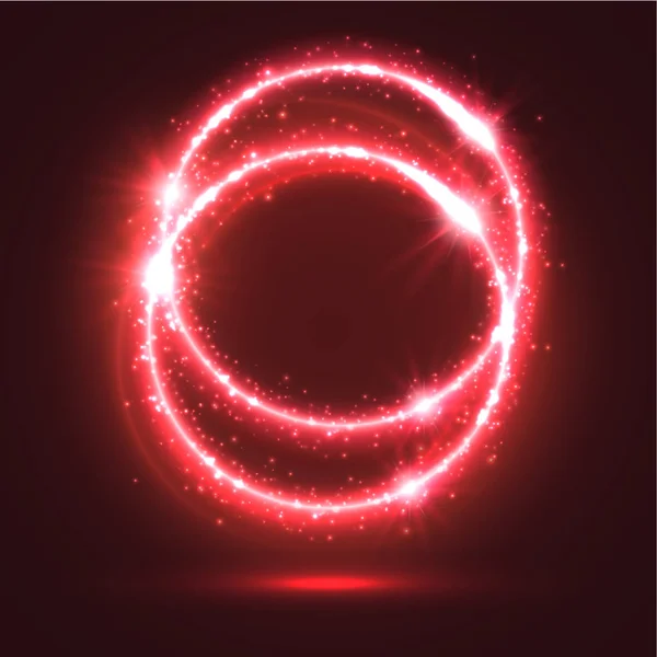 Neon czerwony światło miga na musujące pierścienie wektor — Wektor stockowy