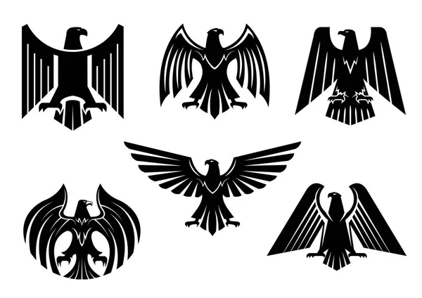 Eagle blazon vector isolated heraldic birds icons — Stock Vector