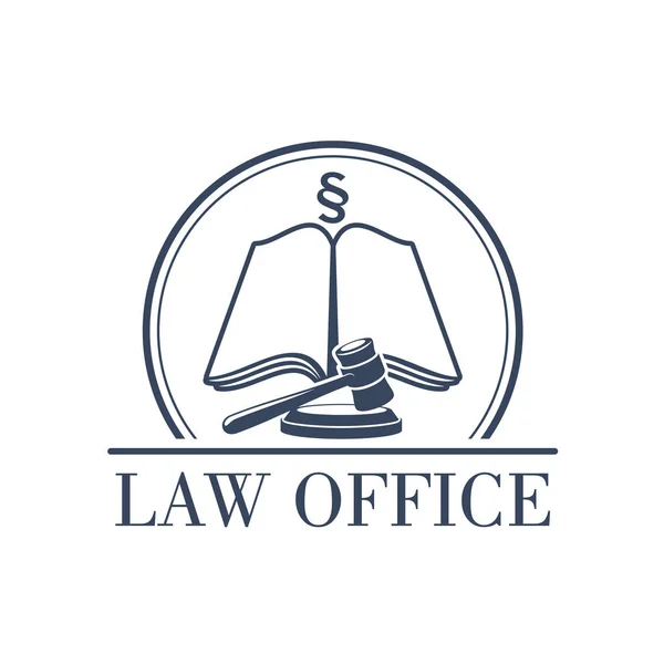 Law office vector legal icon of gavel and code — Stock Vector