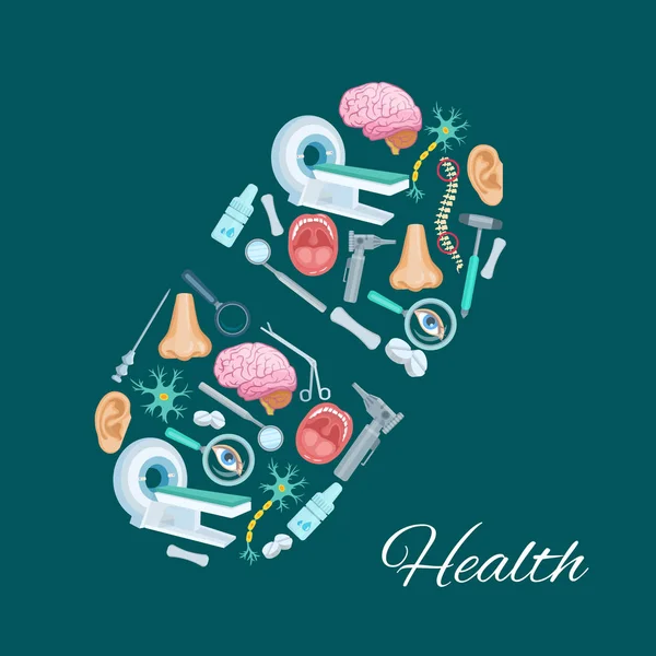 Health and medicine poster of vector pill symbol — Stock Illustration Health and medicine poster of vector pill symbol Stock Illustration