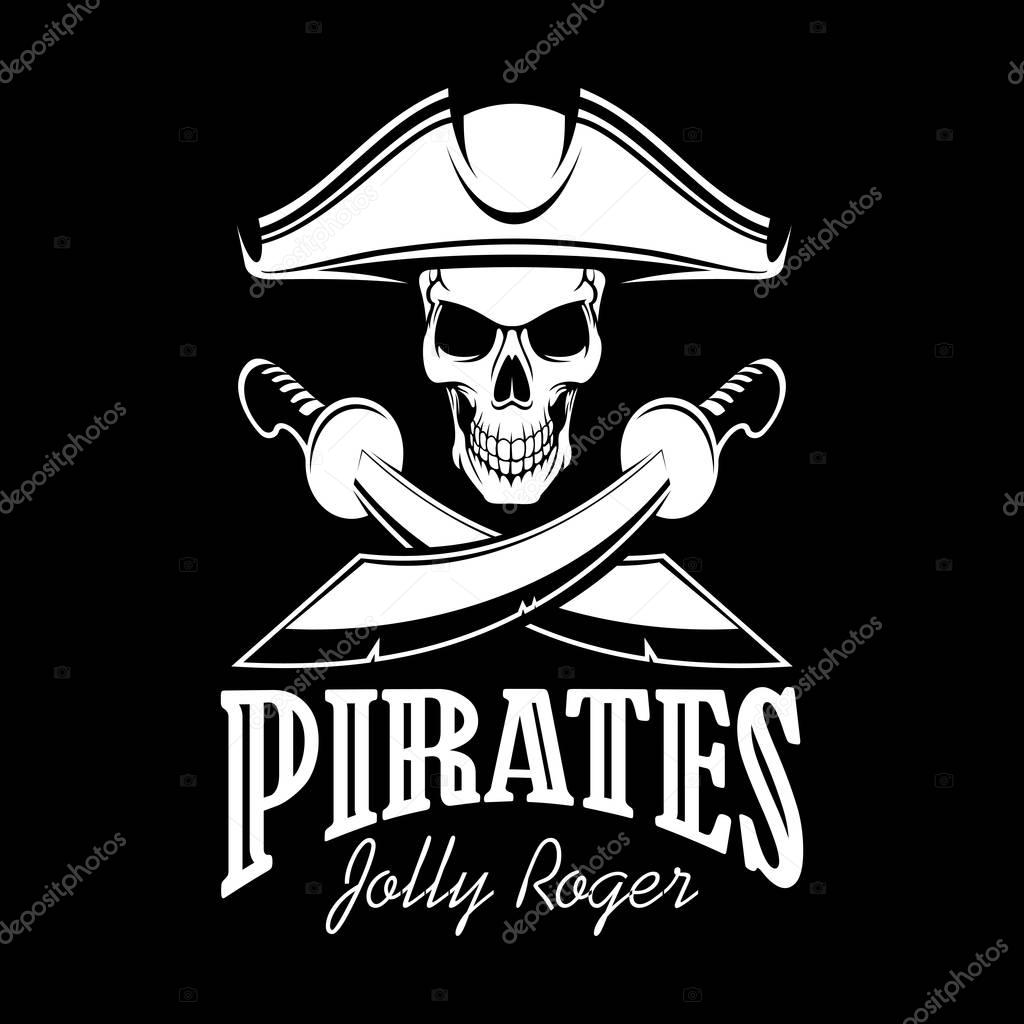 Jolly Roger in tricorne hat pirate vector poster