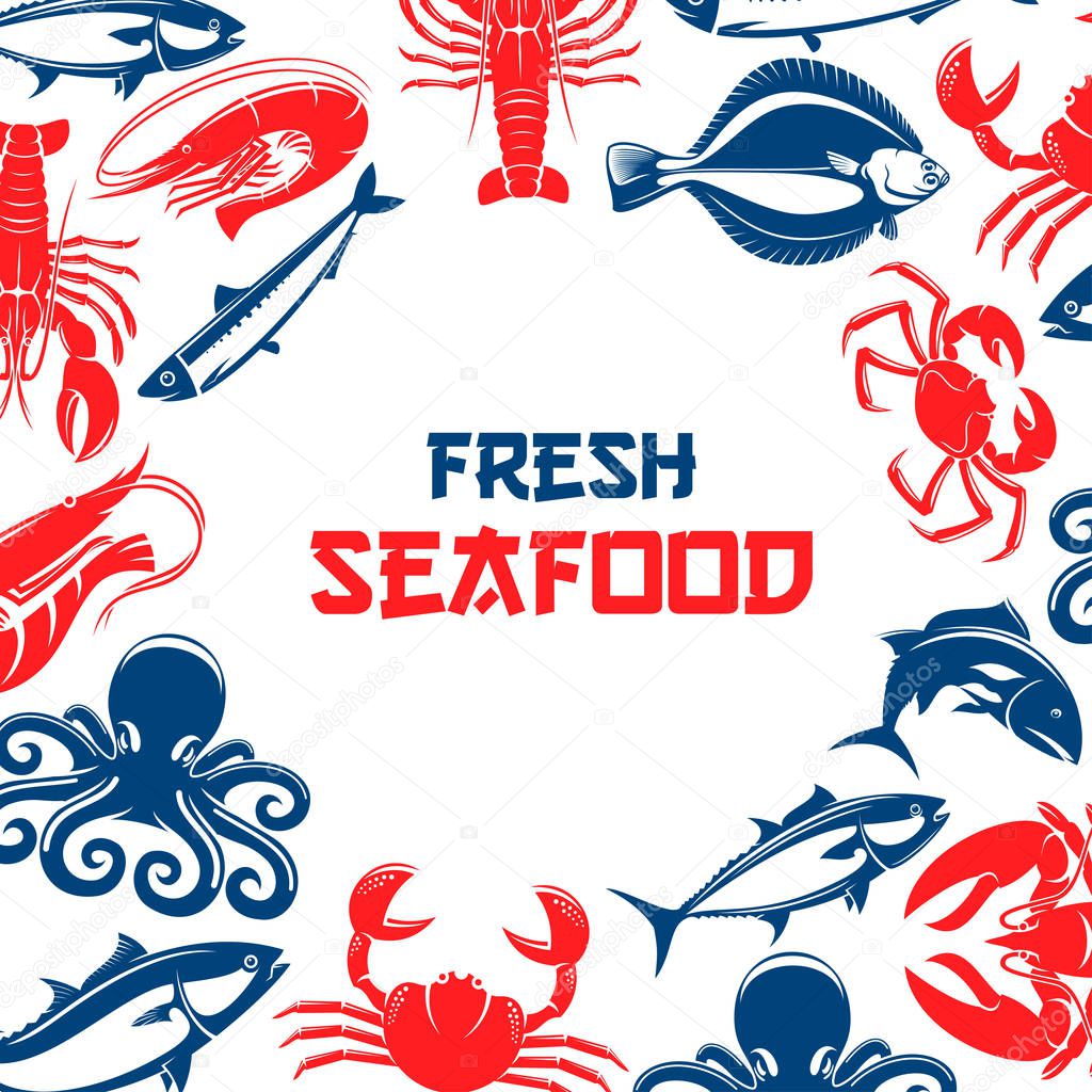 Seafood and fish food vector poster