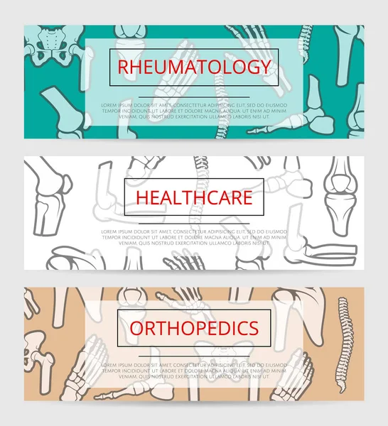 Orthopédie, modèle de bannière médicale de rhumatologie — Image vectorielle